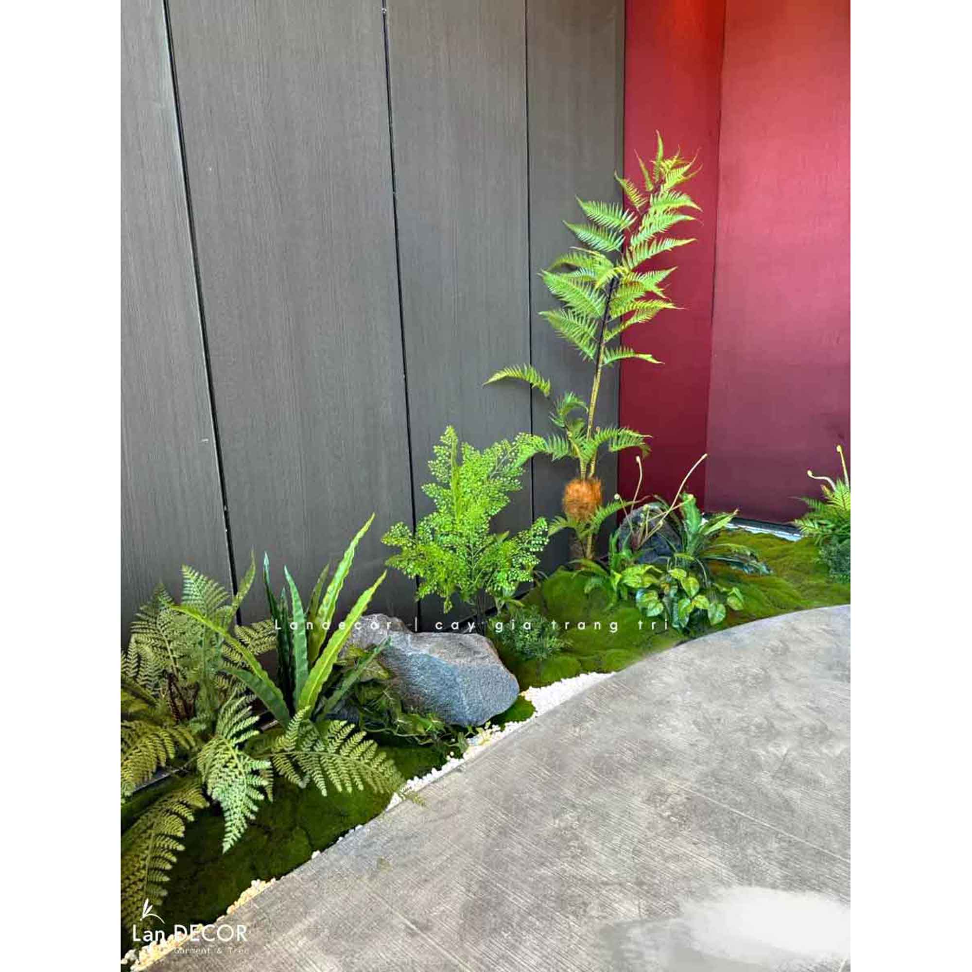 Tiểu Cảnh Cây Giả - Bồn Dương Xỉ Culi Decor Quán Cafe (200x40x135cm)- RC074