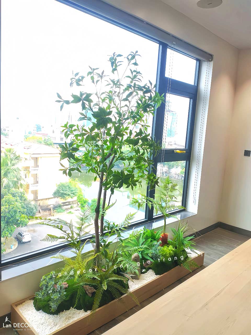 Thi Công Tiểu Cảnh Giả - Tiểu Cảnh Cây Tùng Bonsai, Bồn Cây Nam Thiên Trúc Thiết Kế Phòng Trà Nhật