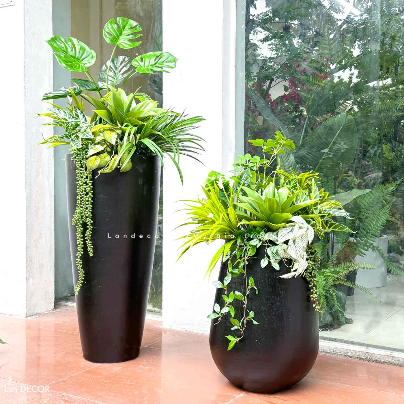 Cây Giả Decor Tiểu Cảnh- Chậu Cây Giả Decor Không Gian Hiện Đại, Điểm Nhấn Ấn Tượng (cao 140cm, tán 60cm)- CC1126