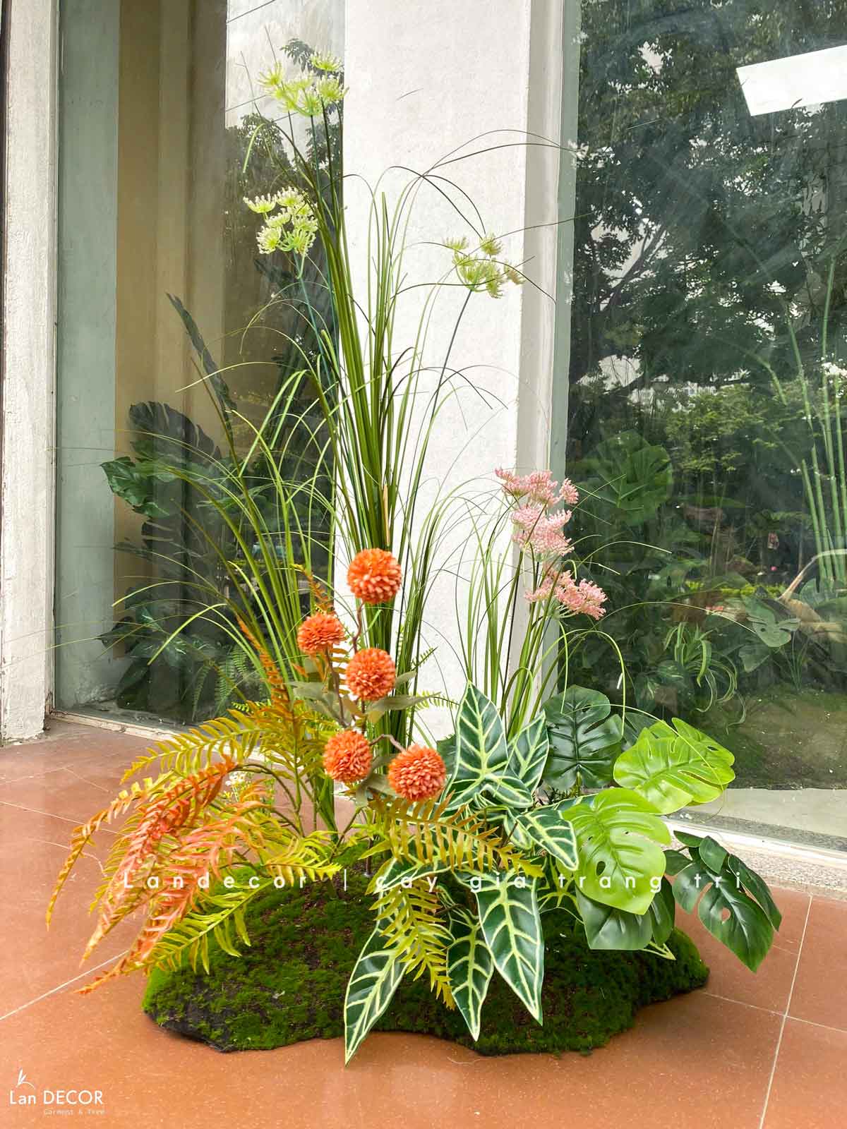 Bồn Rêu Hoa Tiểu Cảnh- Bồn Hoa Hồi Hương Decor Nhà Đẹp (60X50X90CM)- RC087