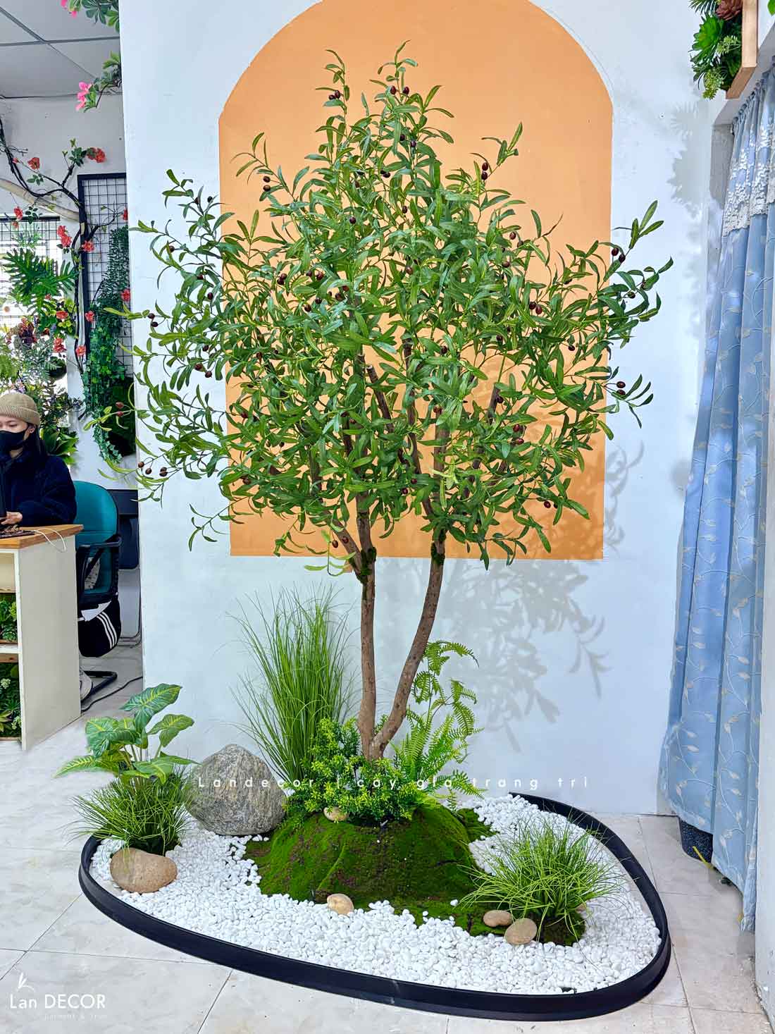 Tiểu Cảnh Rêu Cây - Tiểu Cảnh Cây Olive Thiết Kế Thẩm Mỹ Trong Decor Hiện Đại (145x115x135cm)- RC118