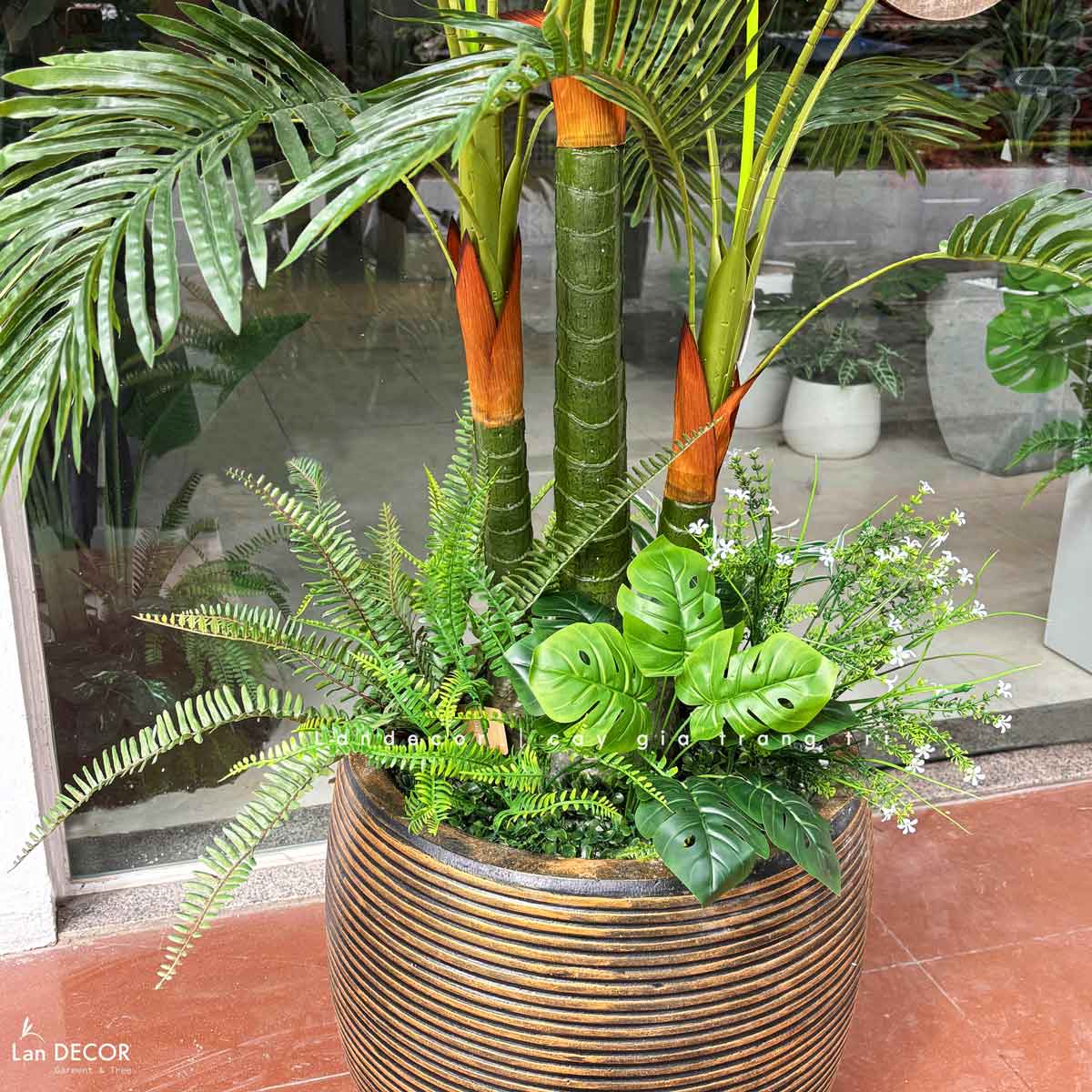 CHẬU CÂY DỪA TIỂU CẢNH PHONG CÁCH NHIỆT ĐỚI LAN DECOR - LC3062 MIX