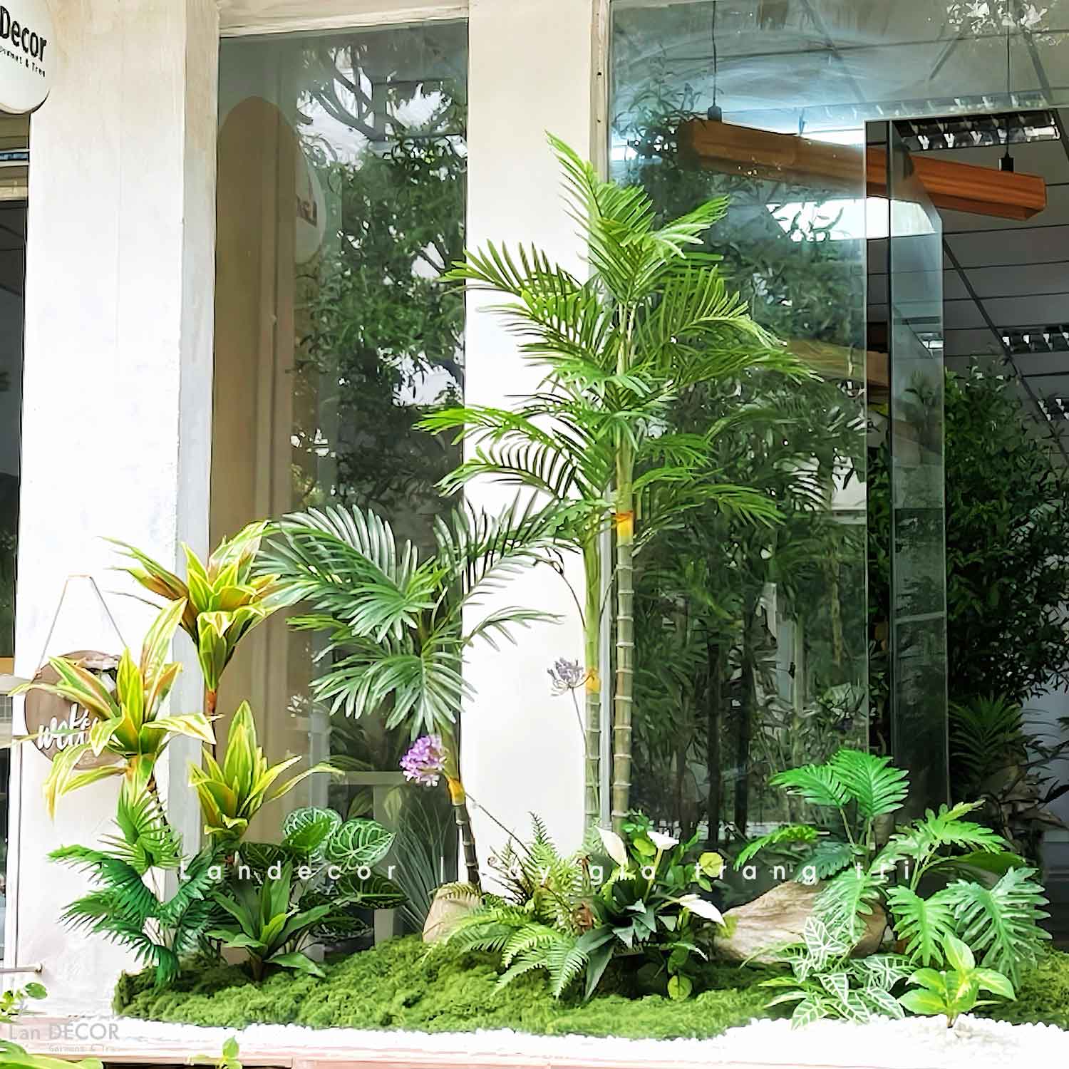 Thi Công Tiểu Cảnh Cây Giả - Bồn Rêu Cây Dừa Giả Thiết Kế Tiểu Cảnh Quán Cafe