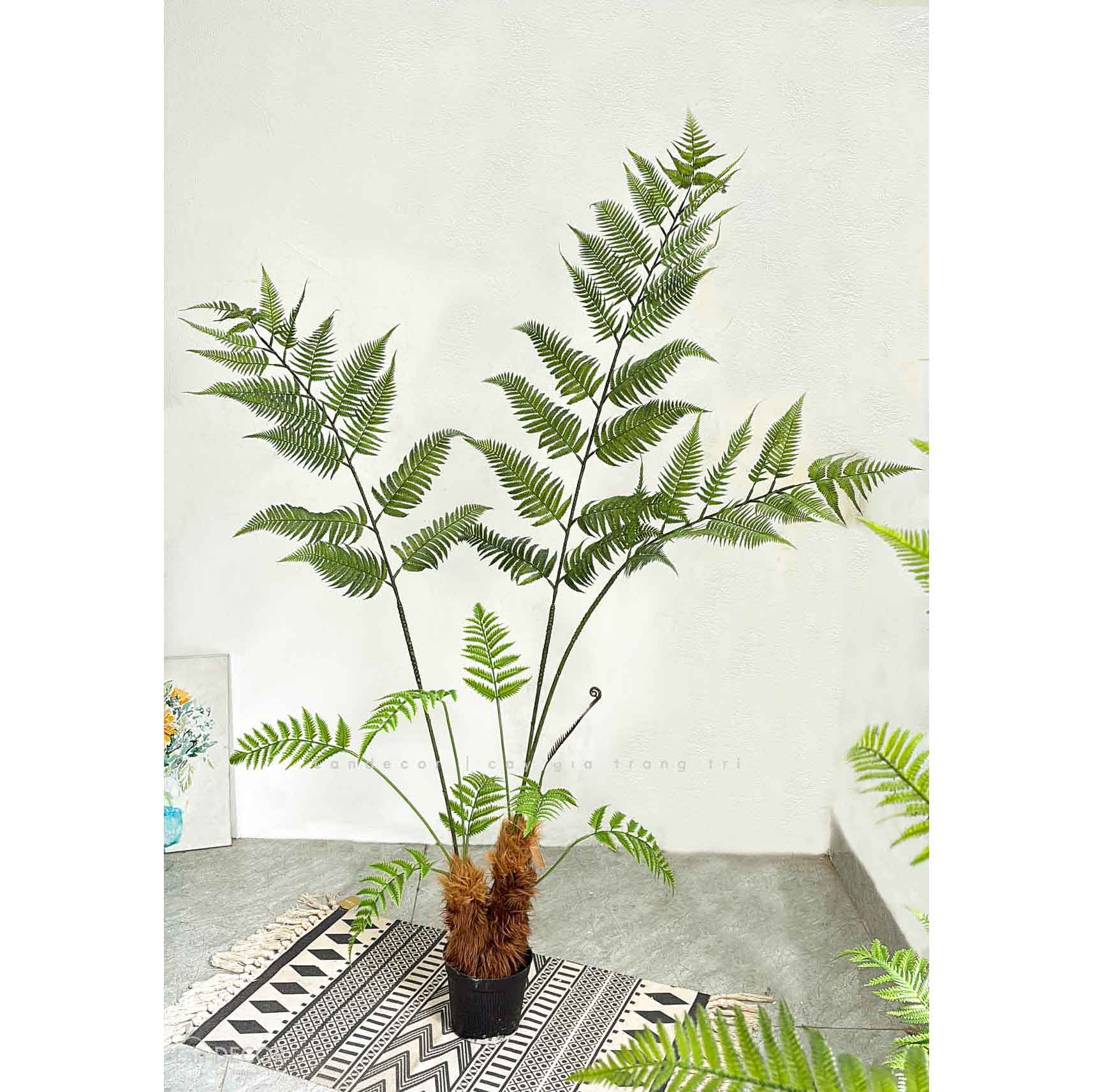 Dương Xỉ Giả Trang Trí- Thiết Kế Tiểu Cảnh Dương Xỉ Culi Trang Trí Văn Phòng Xanh (180cm)- CC1063