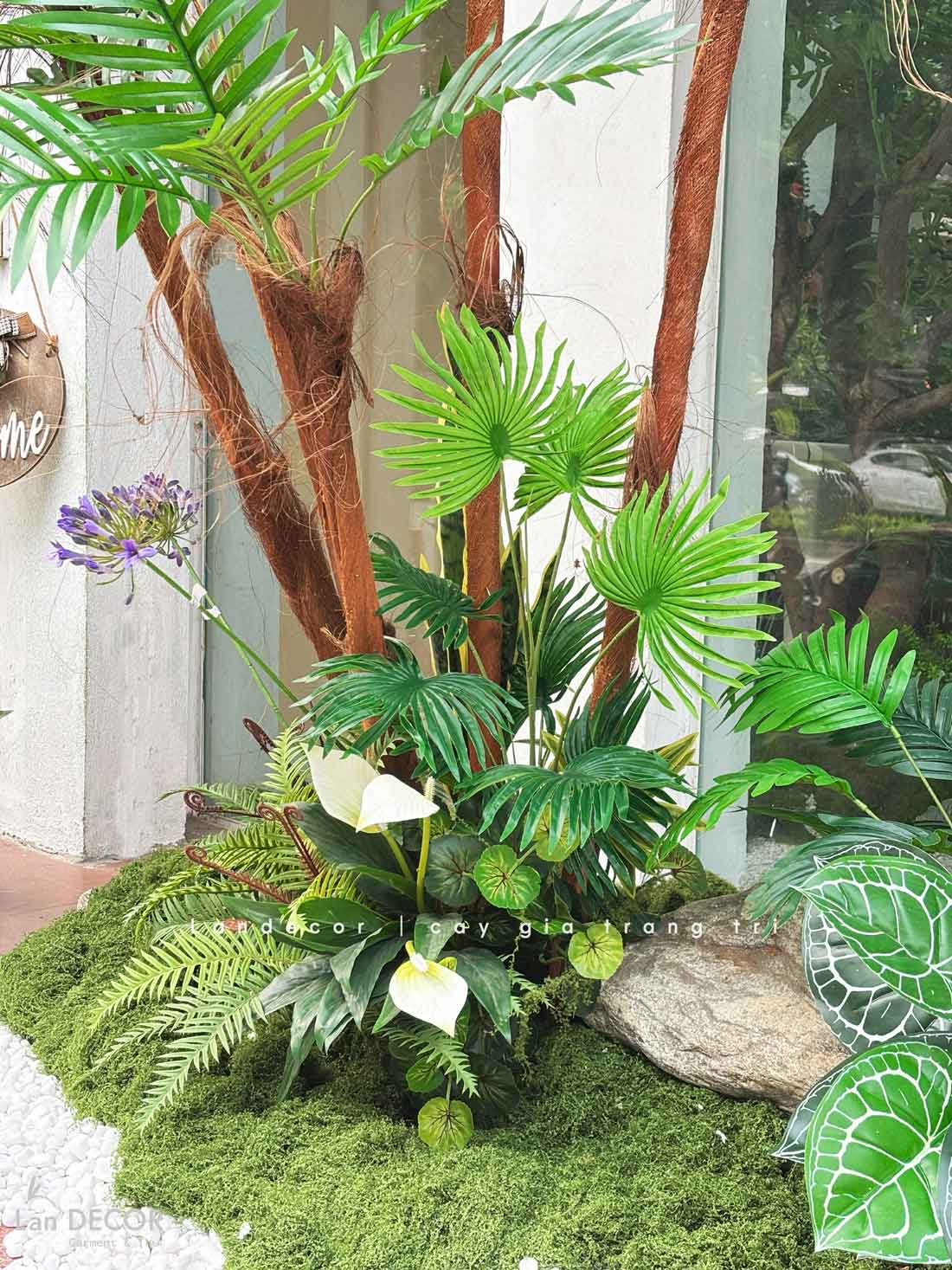 Tiểu Cảnh Cây Giả- Thiết Kế Tiểu Cảnh Cây Dừa Giả, Kiến Tạo Không Gian Sống Xanh (160X140X190cm)- RC136