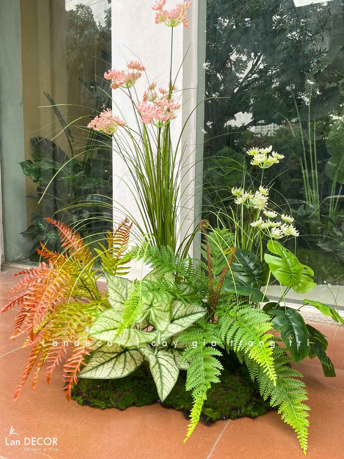 Bồn Hoa Thiết Kế - Bồn Rêu Hoa Hồi Hương Giả Decor Tự Nhiên (80x50x80cm)- RC088