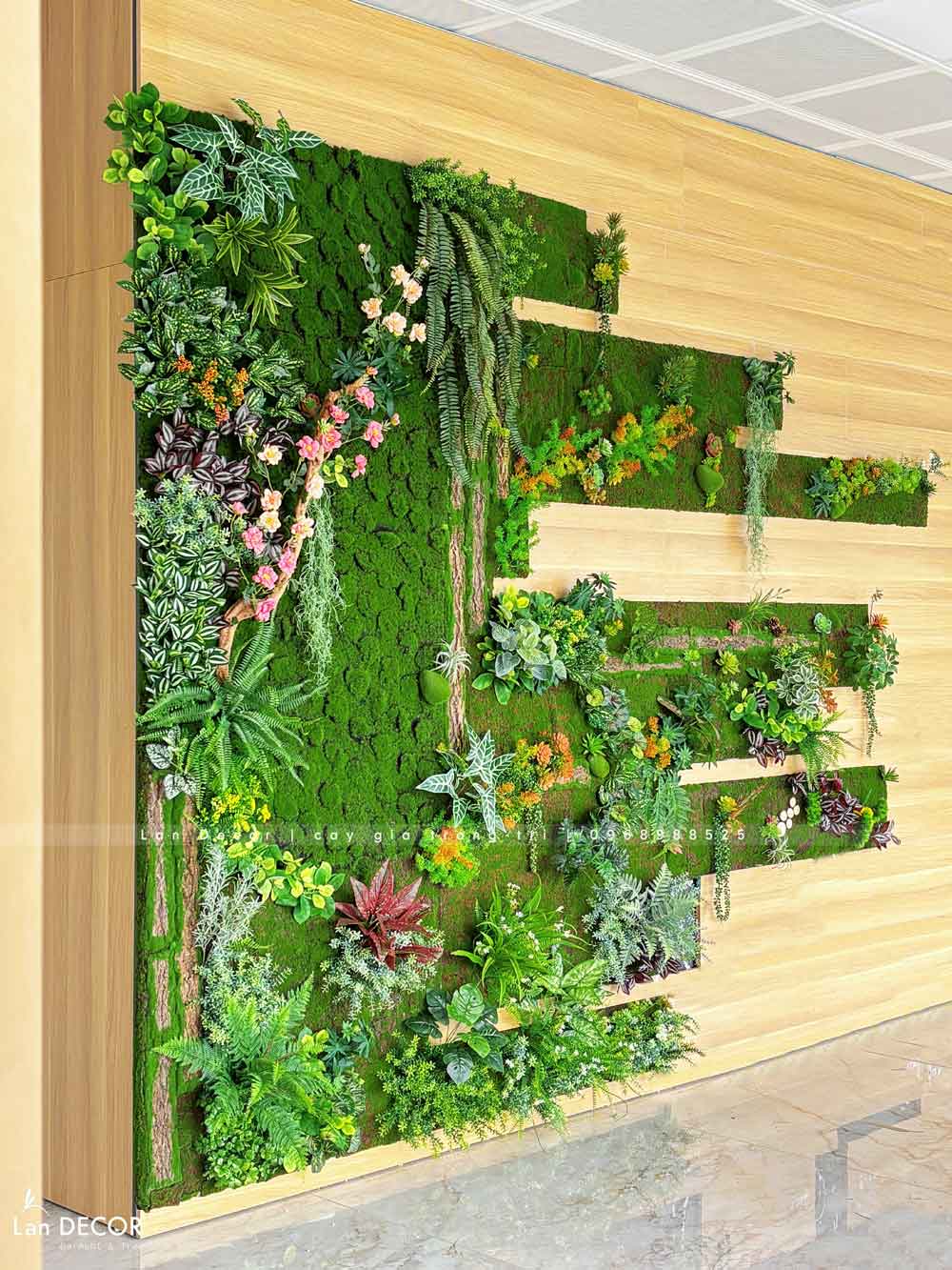 Thiết Kế, Thi Công Tường Cây Giả, Tường Rêu Giả, Bồn Cây Tiểu Cảnh Văn Phòng Tây Tựu