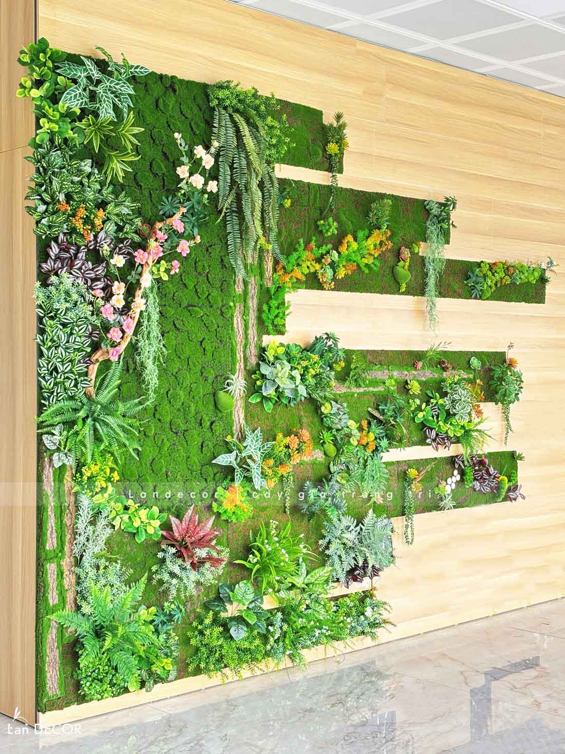 Thiết Kế, Thi Công Tường Cây Giả, Tường Rêu Giả, Bồn Cây Tiểu Cảnh Văn Phòng Tây Tựu