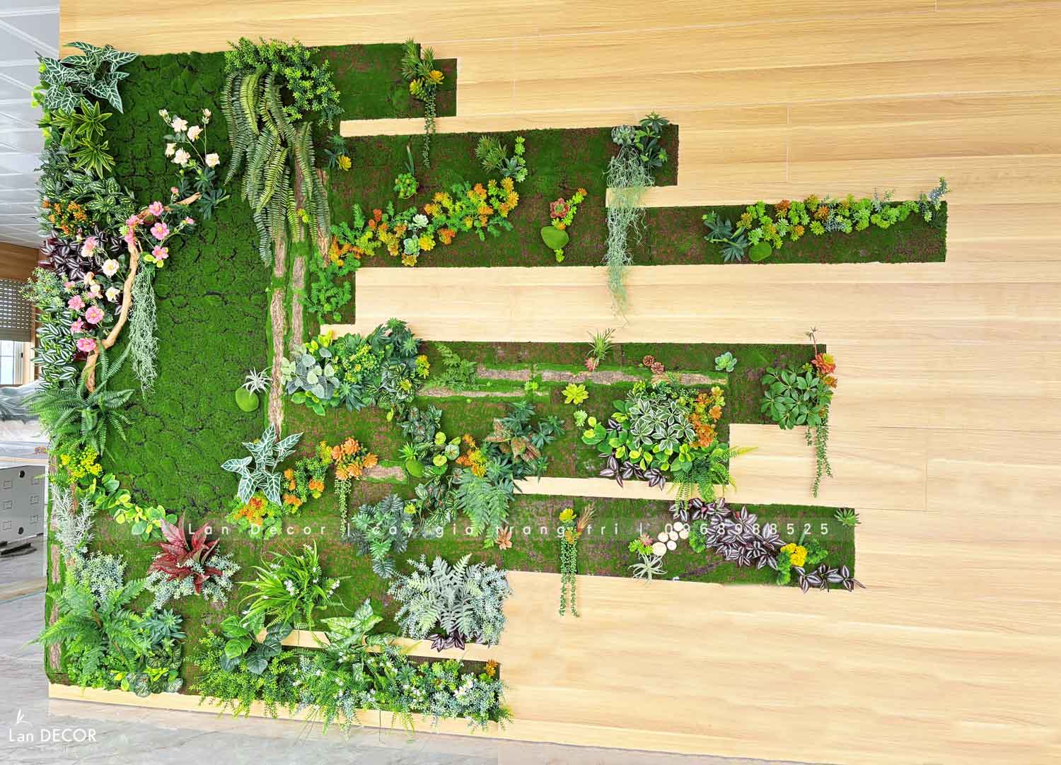 Thiết Kế, Thi Công Tường Cây Giả, Tường Rêu Giả, Bồn Cây Tiểu Cảnh Văn Phòng Tây Tựu