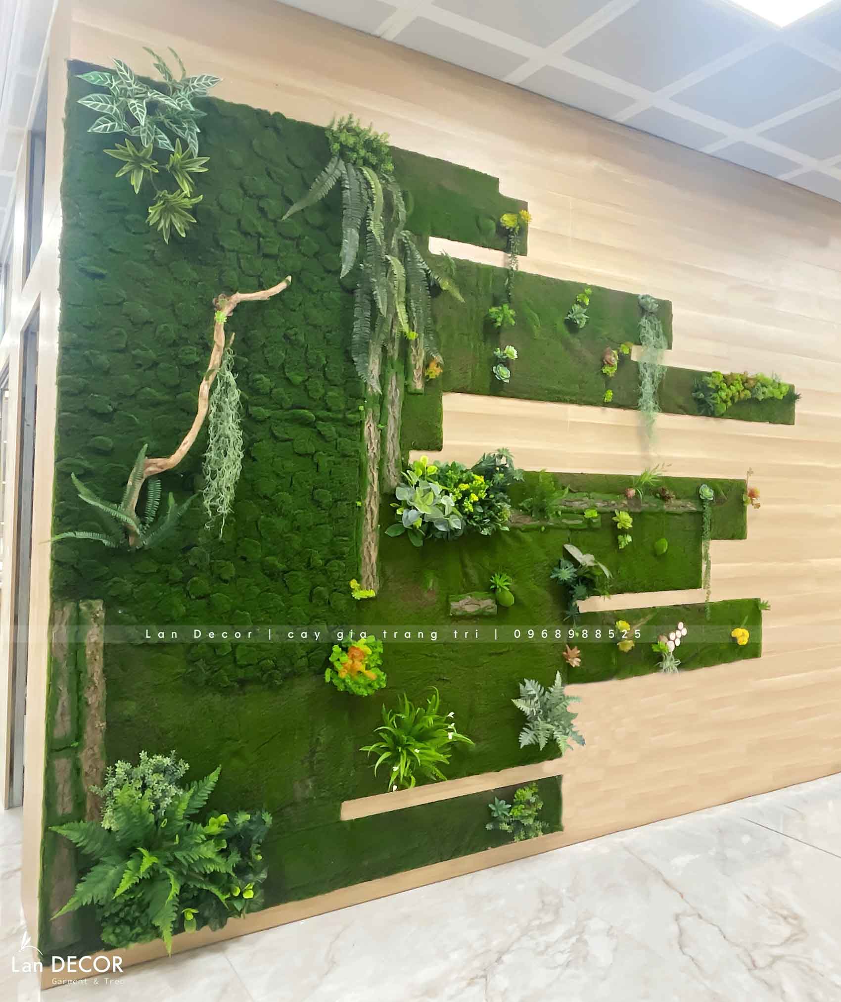 Thiết Kế, Thi Công Tường Cây Giả, Tường Rêu Giả, Bồn Cây Tiểu Cảnh Văn Phòng Tây Tựu