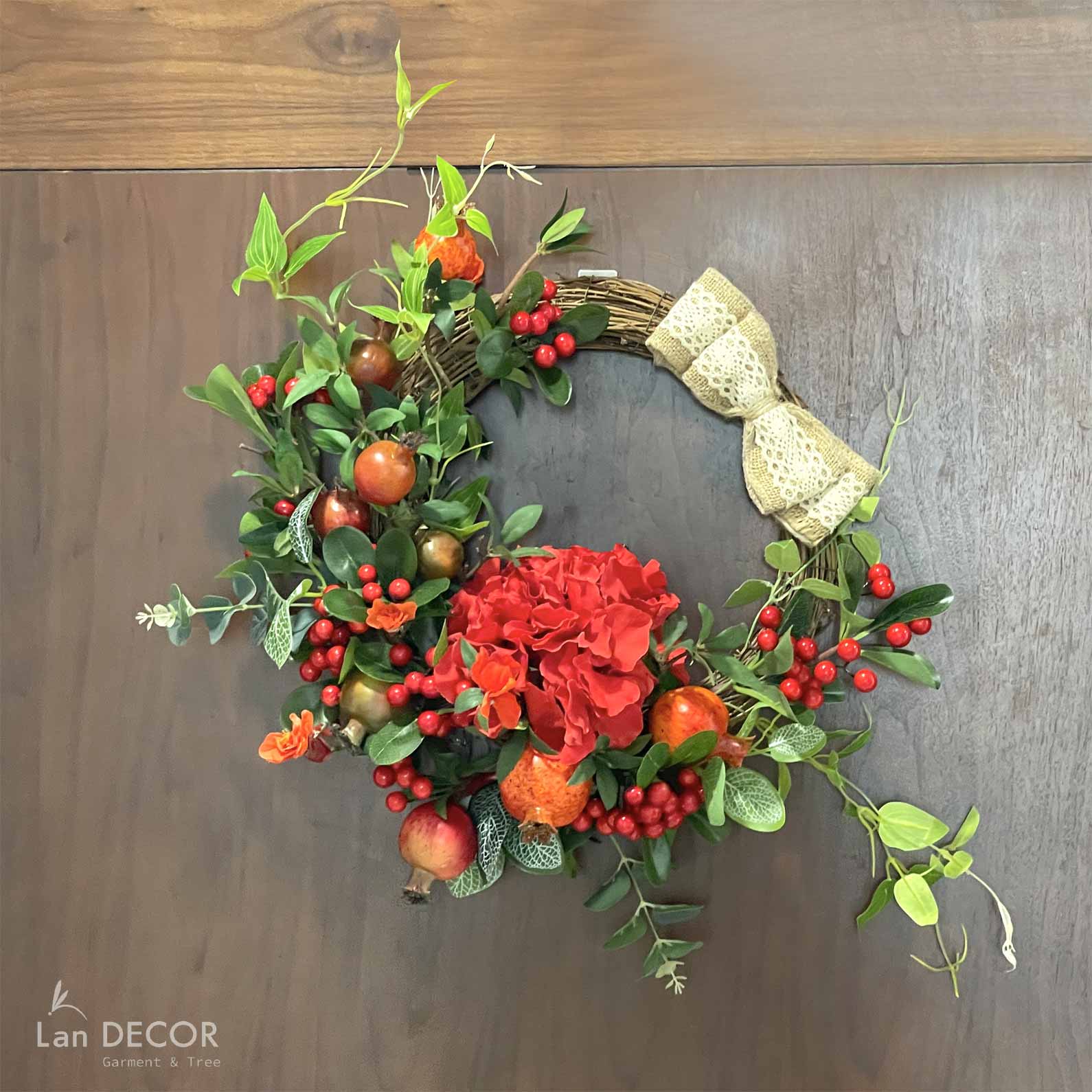 TRANG TRÍ GIANG SINH, NĂM MỚI VỚI VÒNG KẾT HOA TREO CỬA ĐỘC ĐÁO, SANG TRỌNG (30cm)- VH048