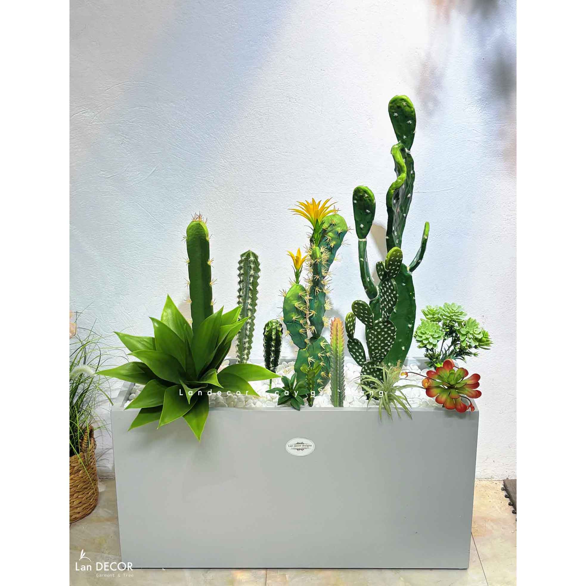 Bồn Tiểu Cảnh Thiết Kế- Bồn Xương Rồng Giả Decor Không Gian Độc Đáo (80X30X110CM)- BC234