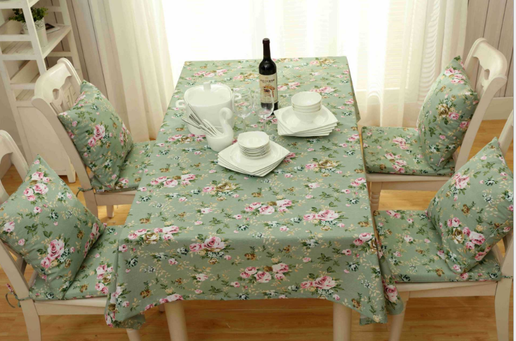 TB355 - Khăn trải bàn xanh cốm hoa mẫu đơn
