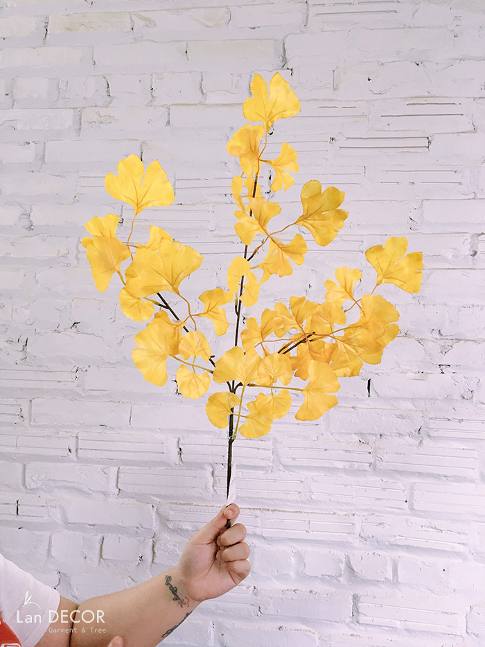 HC295-2-Cành lá ngân hạnh vàng (70cm)