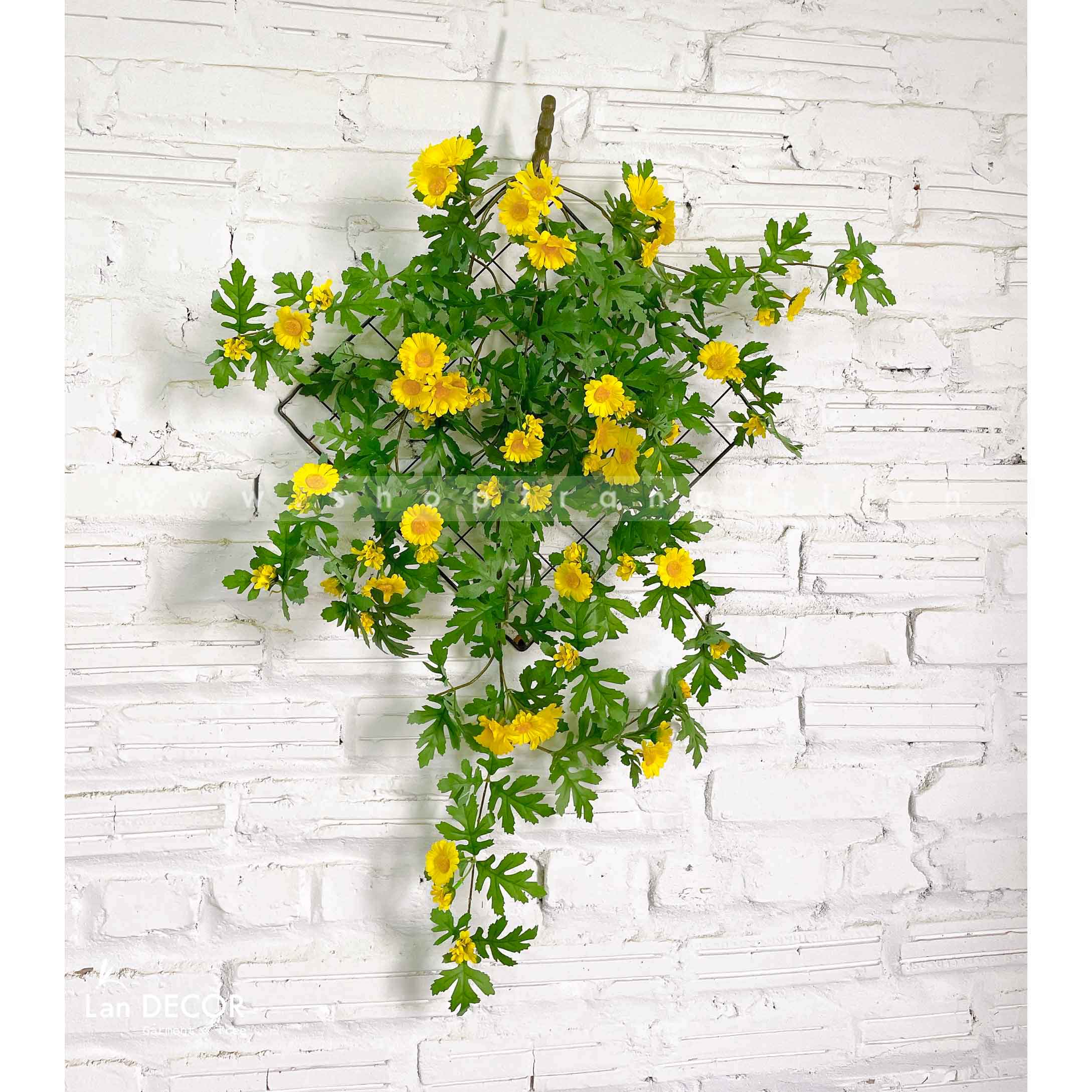 Cành hoa Dã Quỳ trang trí tiểu cảnh, bồn hoa, giỏ treo decor nhà cửa LanDecor 90cm (Trắng/vàng) - HC1097