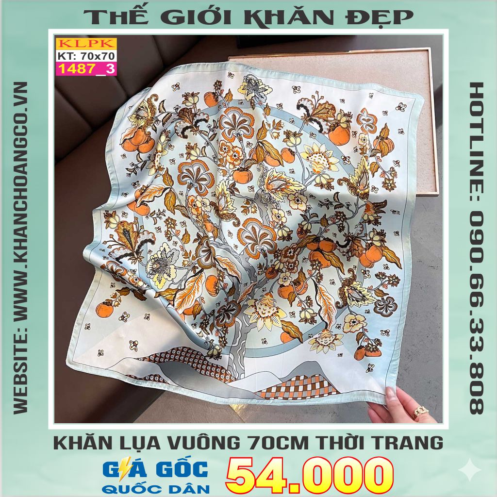 Khăn Phụ Kiện Lụa Vuông 70cm - Thế Giới Khăn Đẹp C1017_3