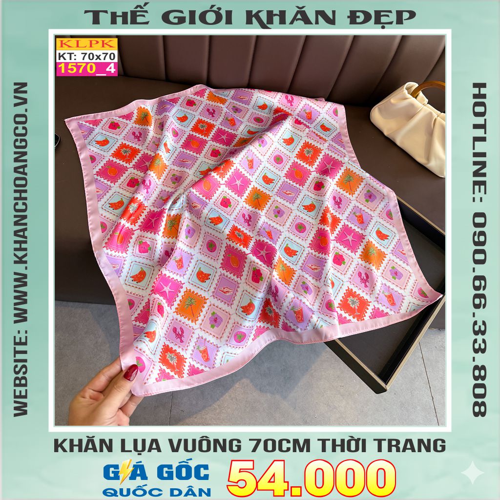 Khăn Phụ Kiện Lụa Vuông 70cm - Thế Giới Khăn Đẹp C1022_4