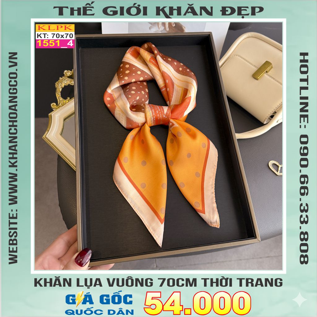 Khăn Phụ Kiện Lụa Vuông 70cm - Thế Giới Khăn Đẹp C1044_4