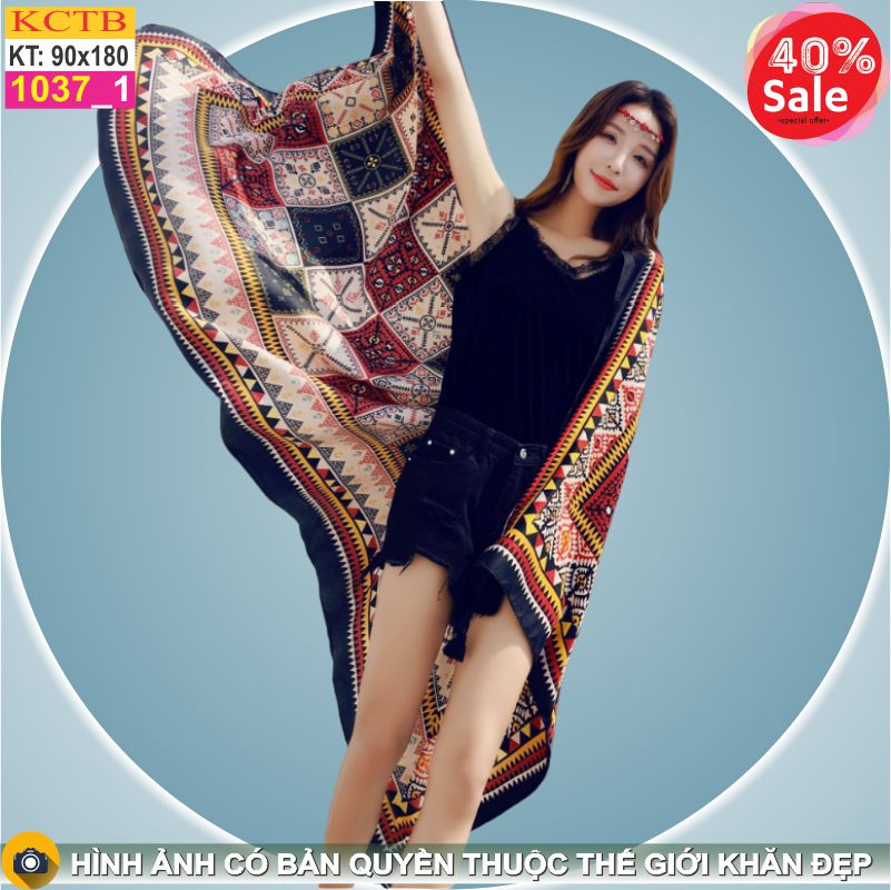 Khăn Choàng Cổ Coton Vải Lanh Thế Giới Khăn Đẹp KHTB1037_1 - Giá bán 90,000 VNĐ