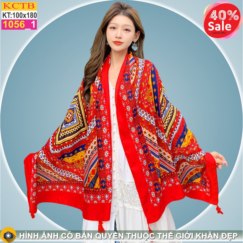 Khăn Choàng Cổ Coton Vải Lanh Thế Giới Khăn Đẹp KHTB1056_1 - Giá bán 90,000 VNĐ