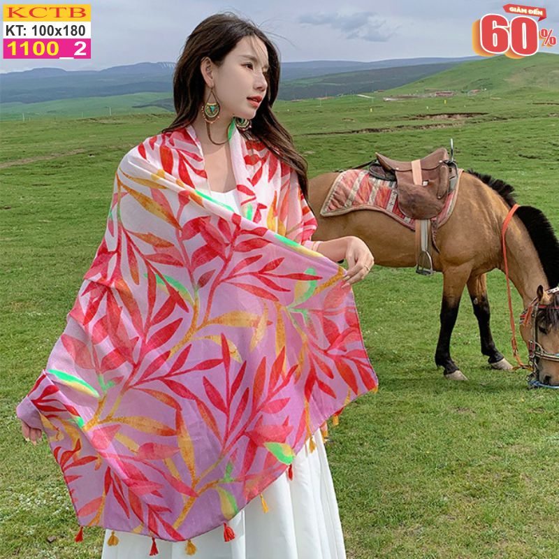 Khăn Choàng Cổ Coton Vải Lanh Thế Giới Khăn Đẹp KHTB1100_2