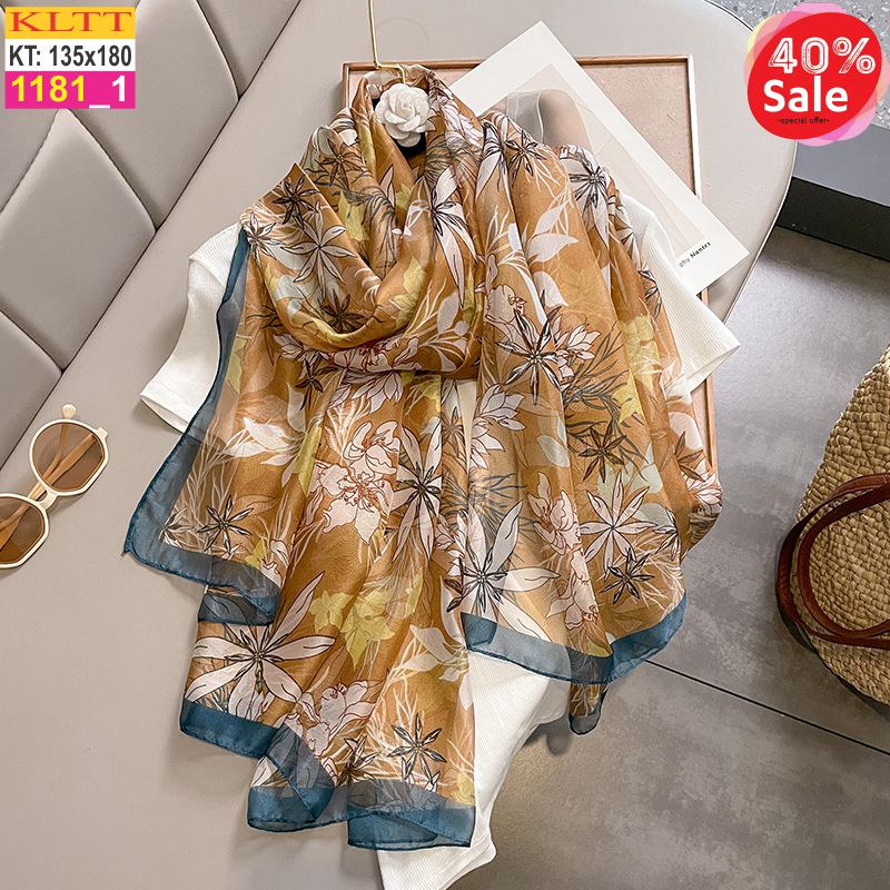 Khăn Lụa Tơ Tằm Thế Giới Khăn Đẹp cao cấp KLTT 18101