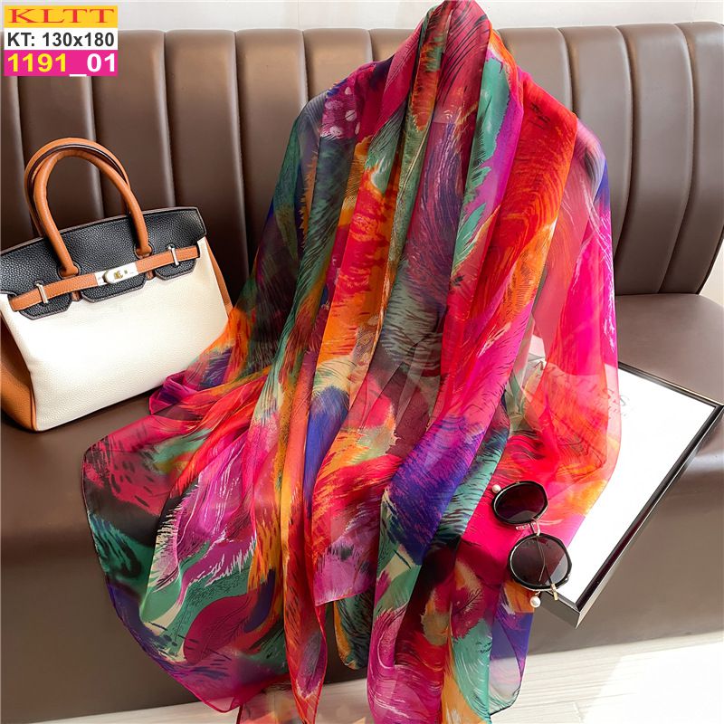 Khăn Lụa Tơ Tằm Thế Giới Khăn Đẹp cao cấp KLTT 19101