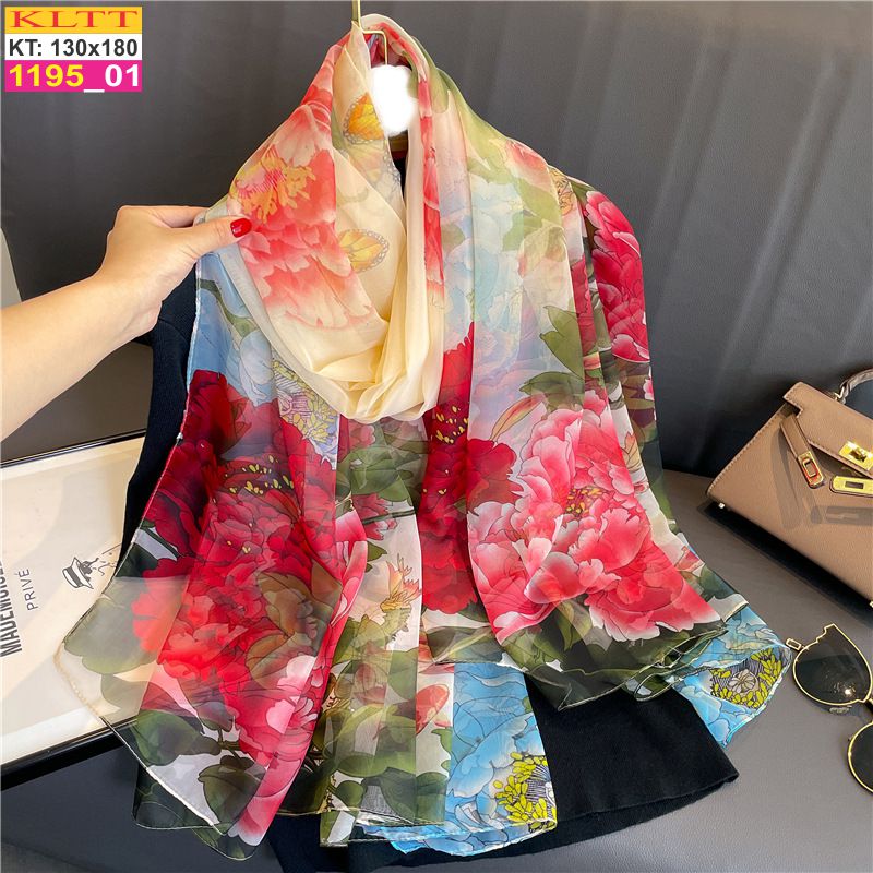 Khăn Lụa Tơ Tằm Thế Giới Khăn Đẹp cao cấp KLTT 19501