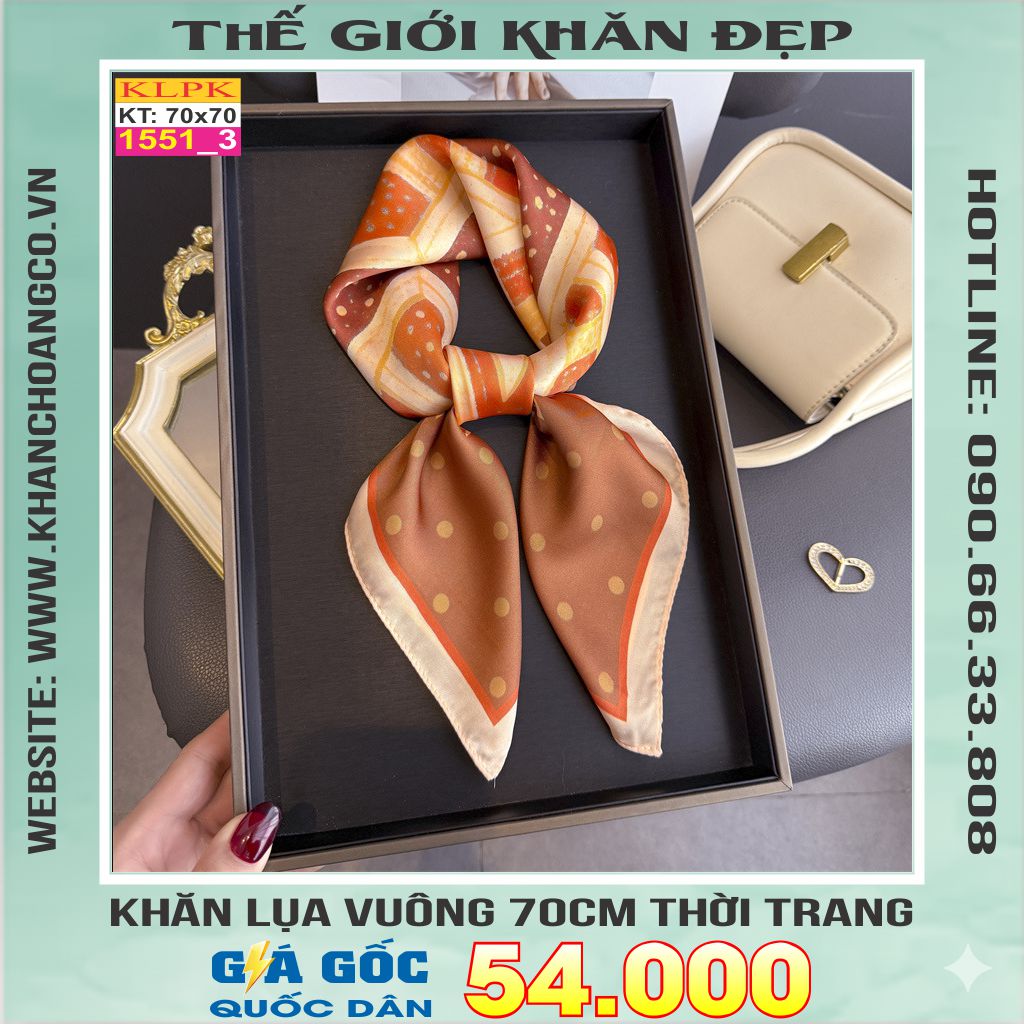 Khăn Phụ Kiện Lụa Vuông 70cm - Thế Giới Khăn Đẹp C1044_3