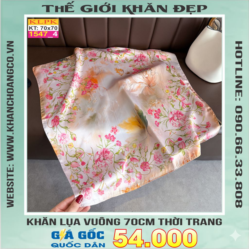 Khăn Phụ Kiện Lụa Vuông 70cm - Thế Giới Khăn Đẹp C1007_4