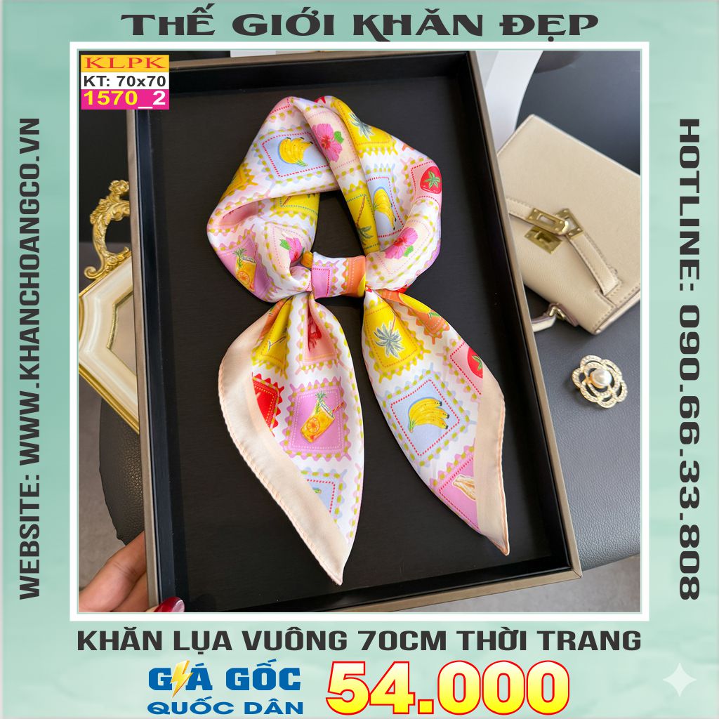 Khăn Phụ Kiện Lụa Vuông 70cm - Thế Giới Khăn Đẹp C1022_2