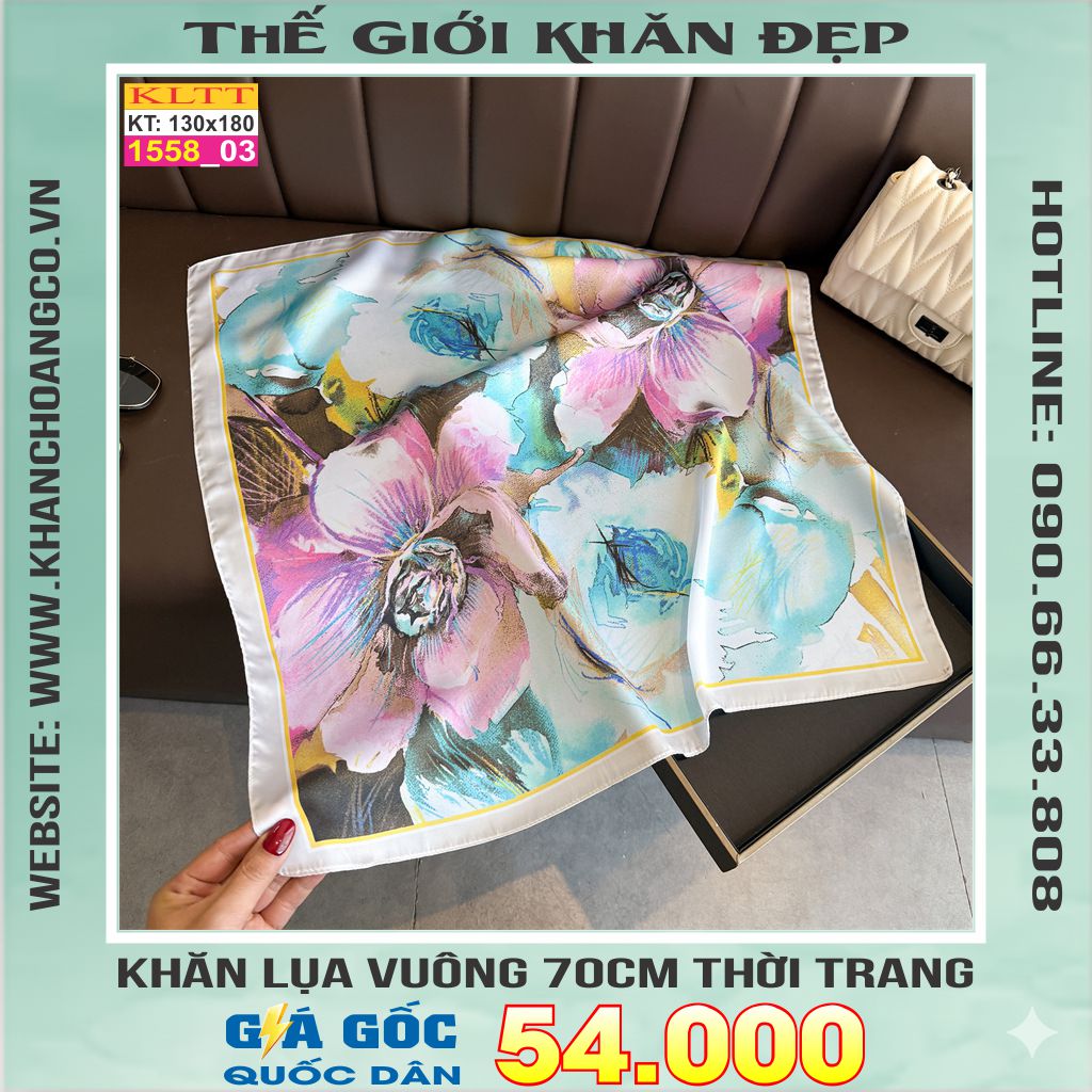 Khăn Phụ Kiện Lụa Vuông 70cm - Thế Giới Khăn Đẹp C1031_3