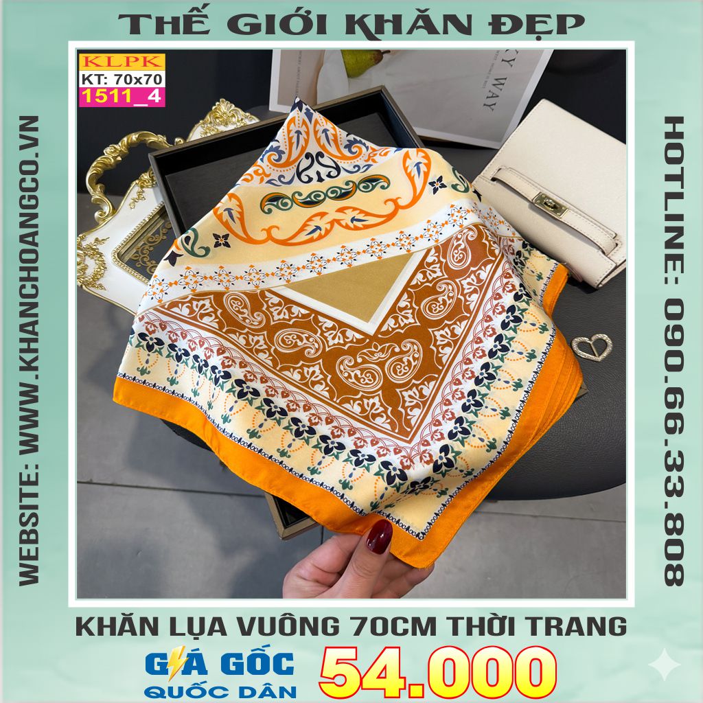 Khăn Phụ Kiện Lụa Vuông 70cm - Thế Giới Khăn Đẹp C1038_4