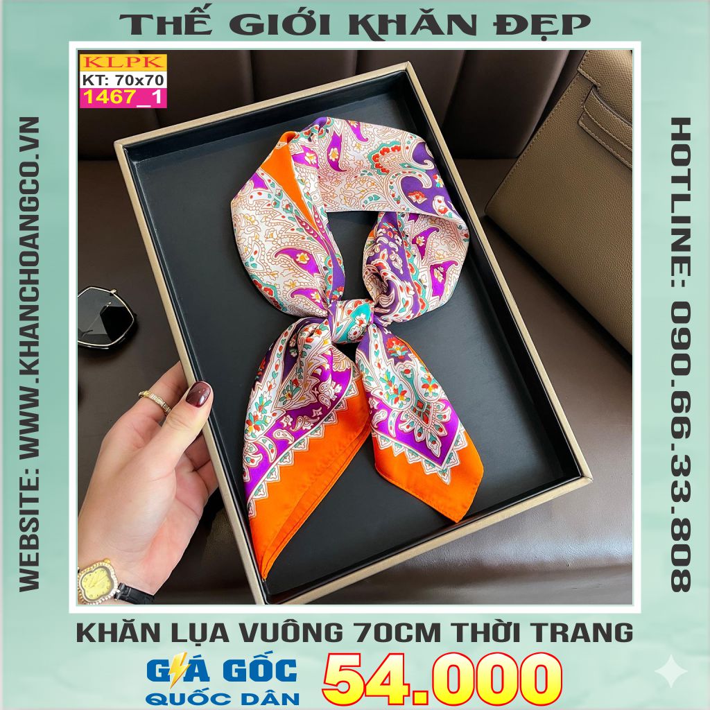 Khăn Phụ Kiện Lụa Vuông 70cm - Thế Giới Khăn Đẹp C1027_1