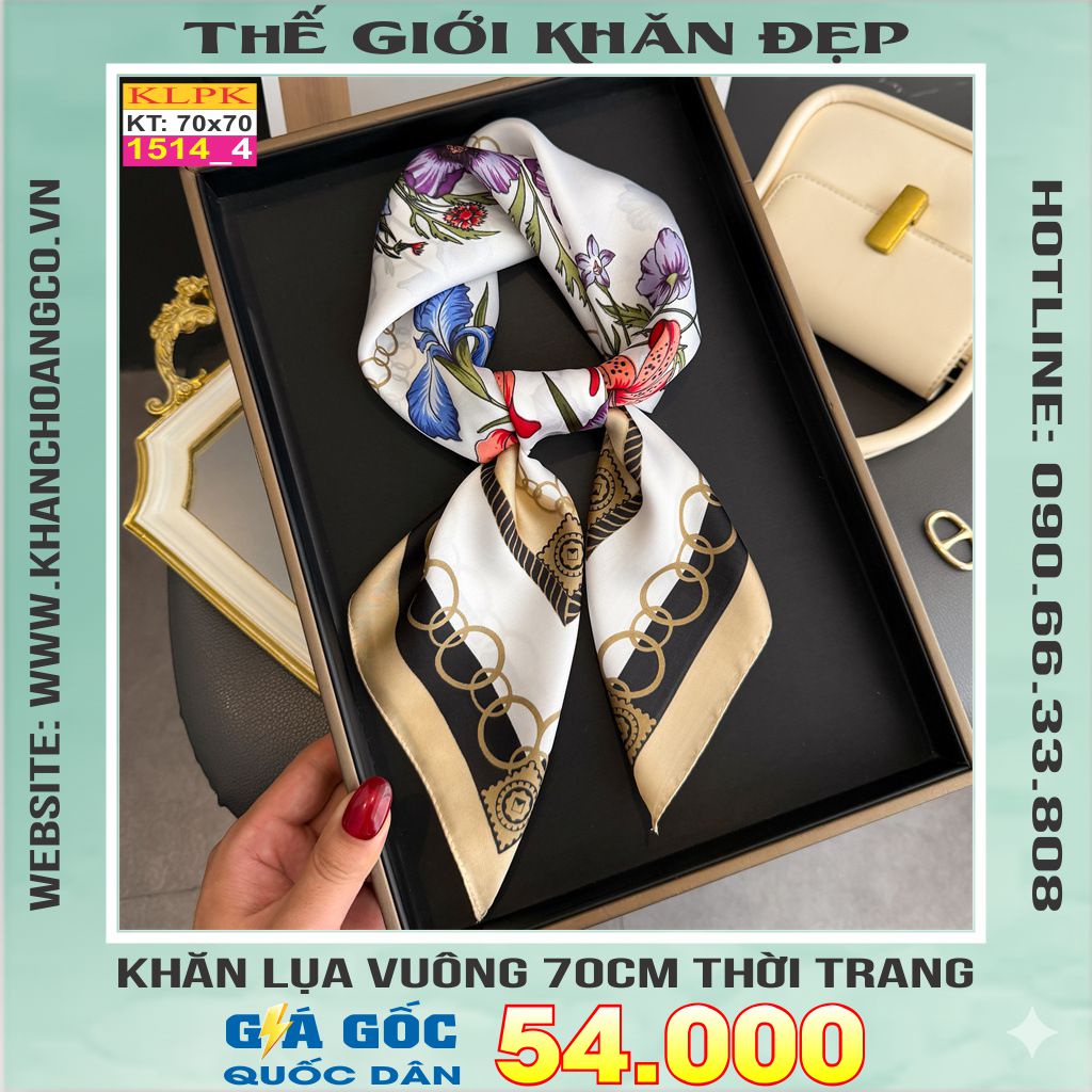 Khăn Phụ Kiện Lụa Vuông 70cm - Thế Giới Khăn Đẹp C1019_4
