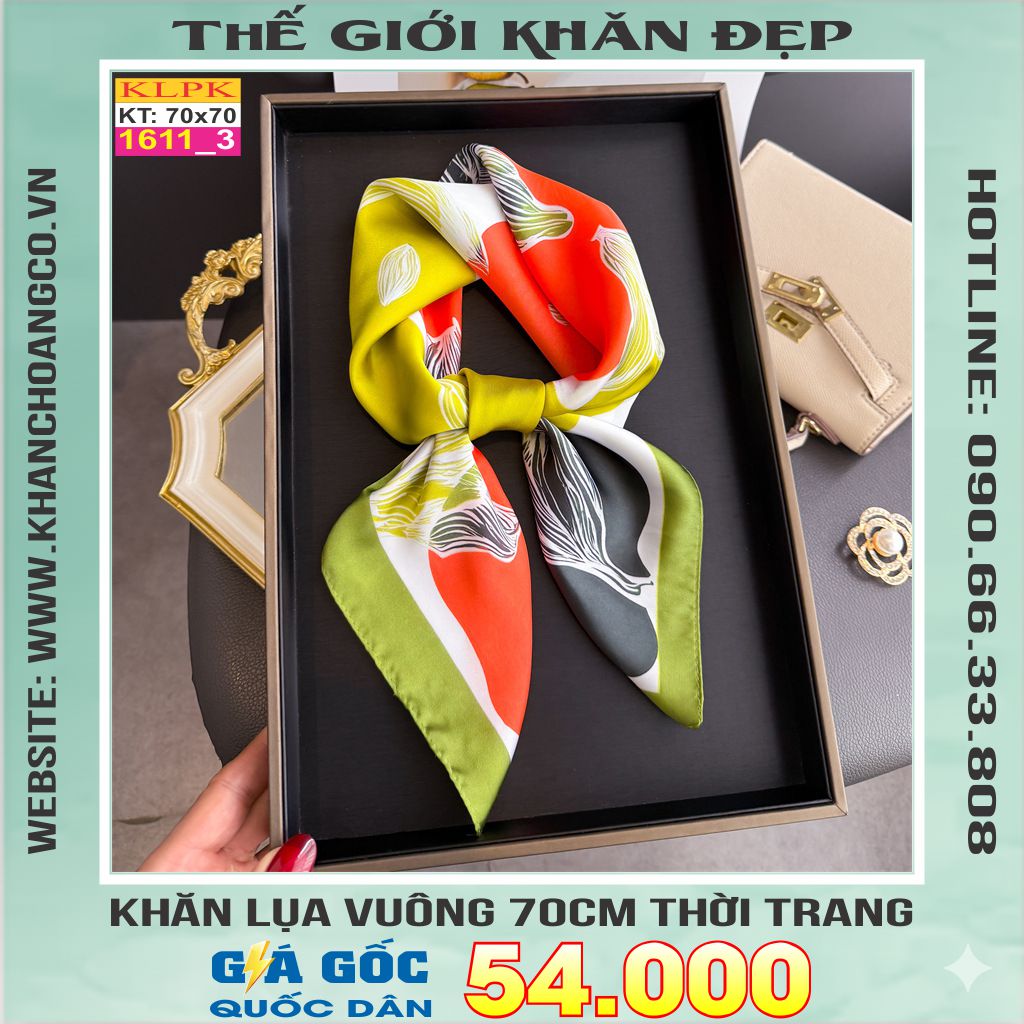 Khăn Phụ Kiện Lụa Vuông 70cm - Thế Giới Khăn Đẹp C1002_3