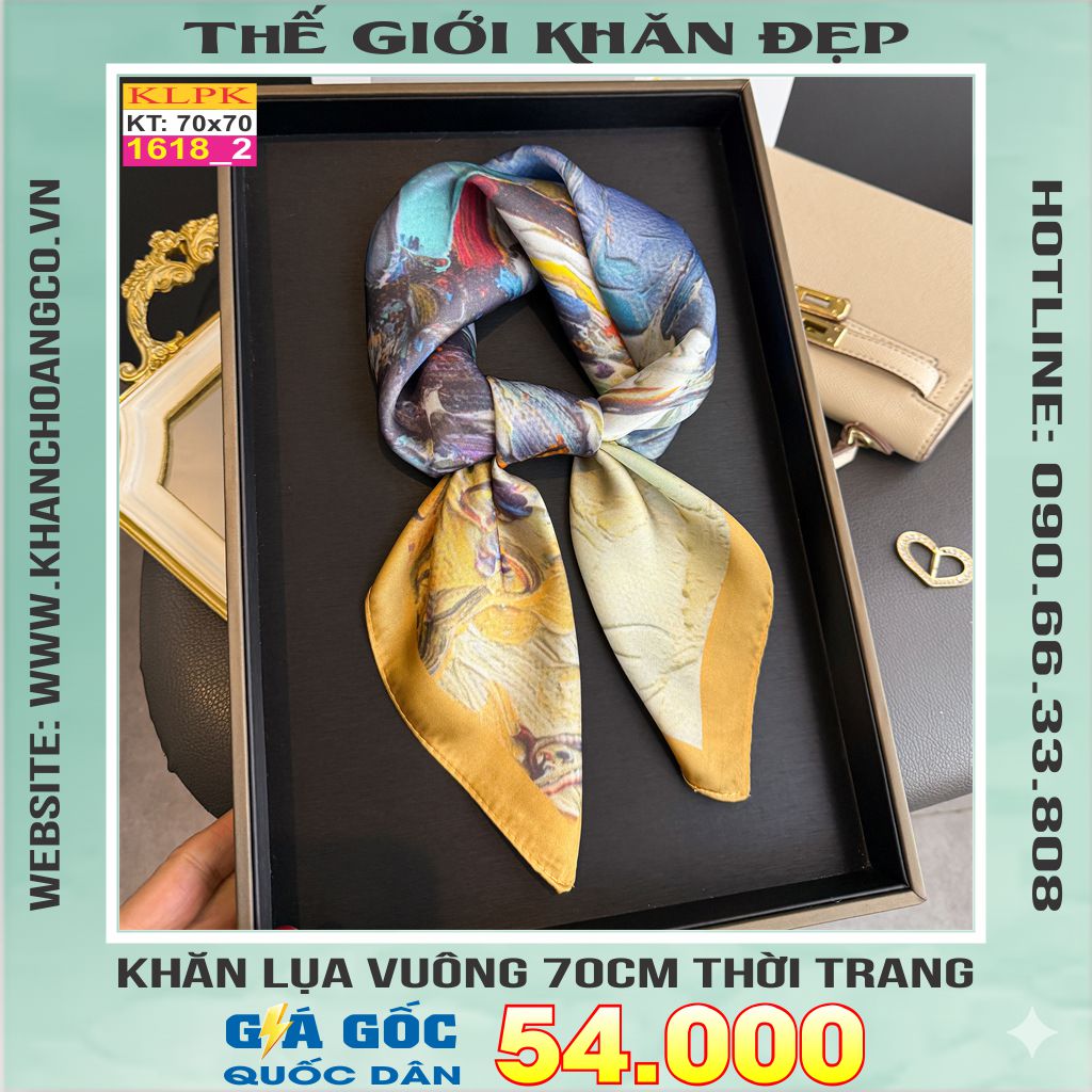 Khăn Phụ Kiện Lụa Vuông 70cm - Thế Giới Khăn Đẹp C1001_2