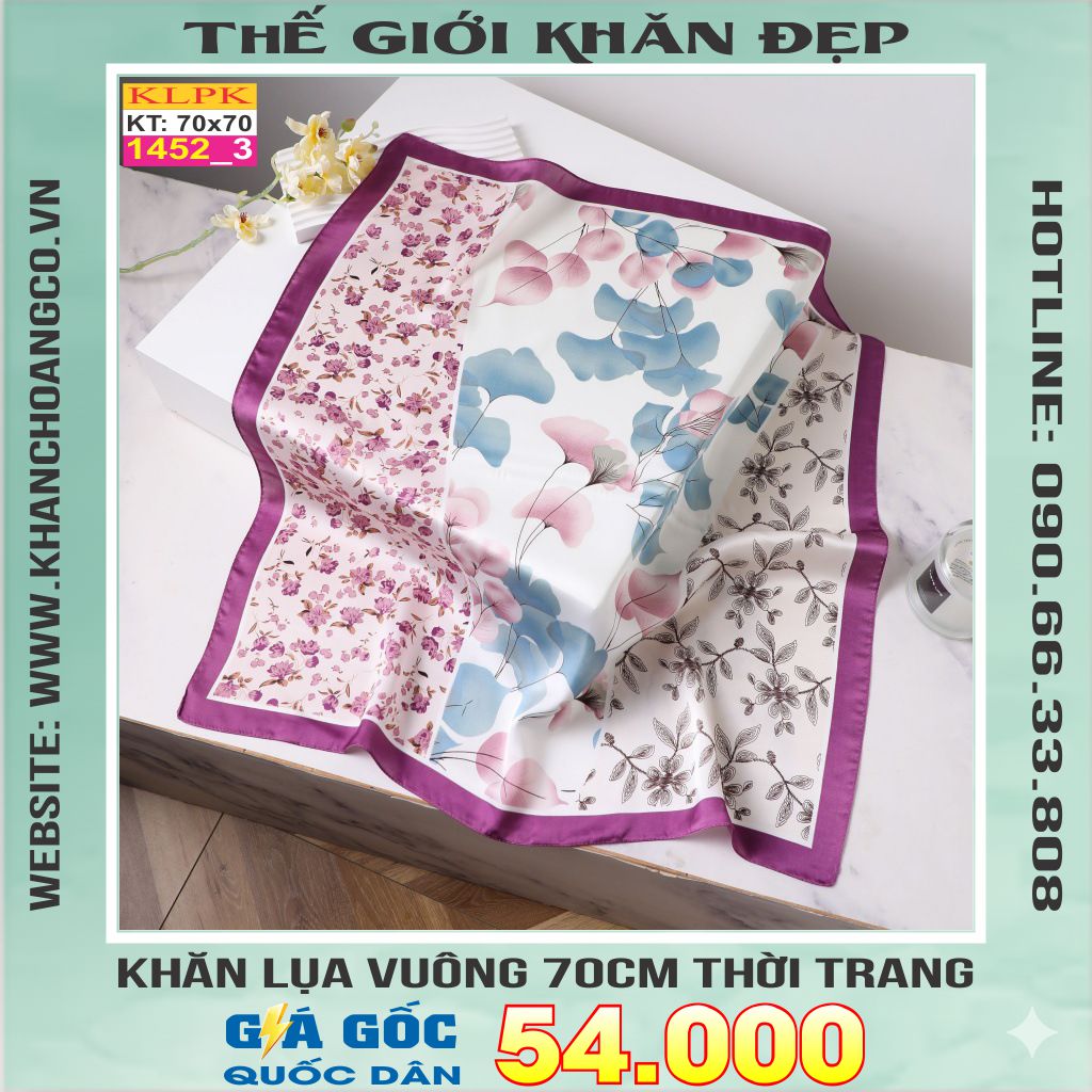 Khăn Phụ Kiện Lụa Vuông 70cm - Thế Giới Khăn Đẹp C1016_4
