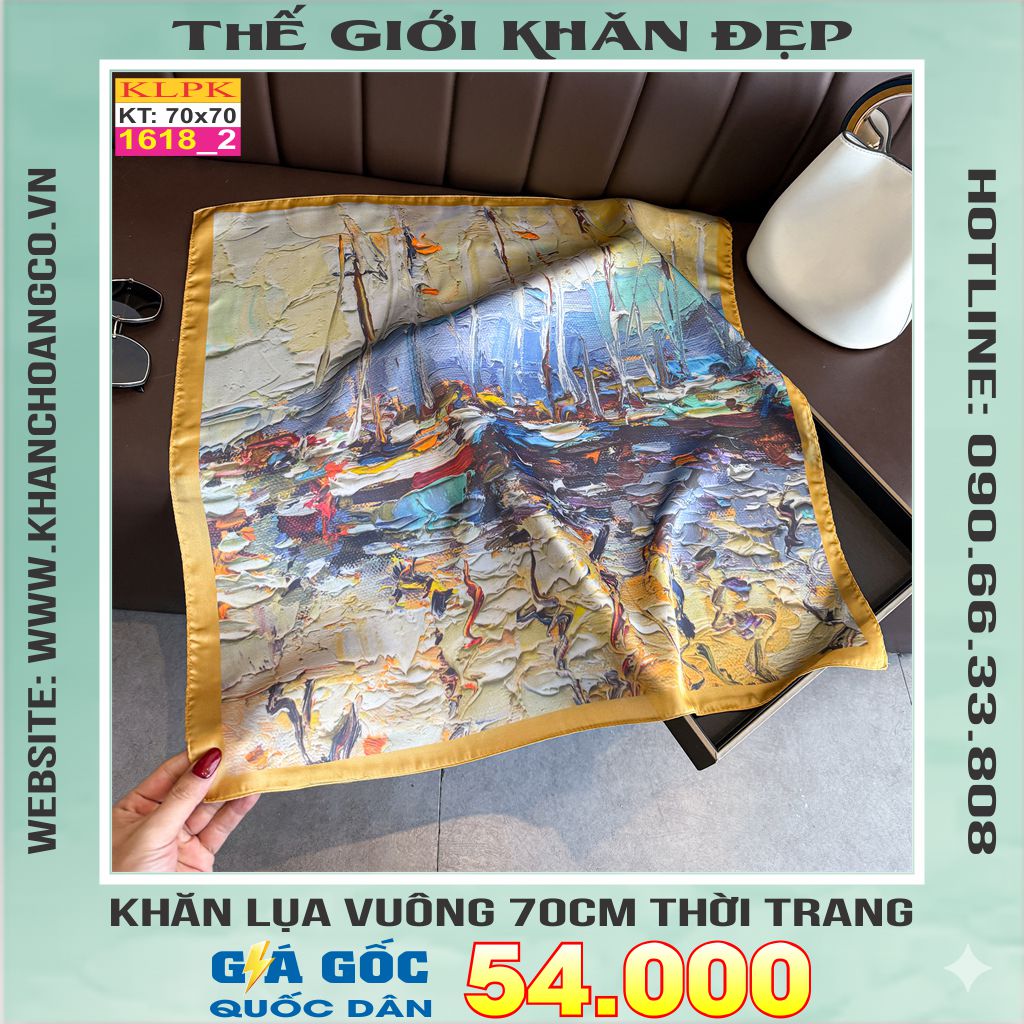 Khăn Phụ Kiện Lụa Vuông 70cm - Thế Giới Khăn Đẹp C1001_2