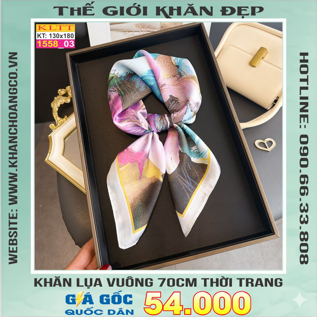 Khăn Phụ Kiện Lụa Vuông 70cm - Thế Giới Khăn Đẹp C1031_3