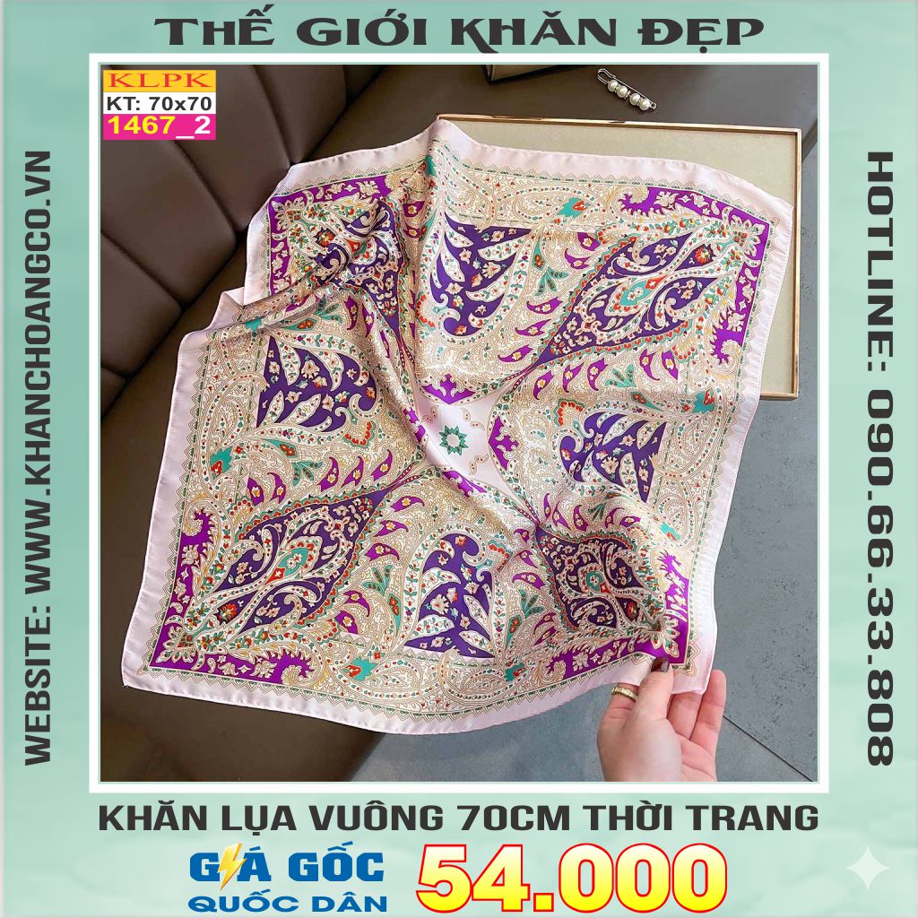 Khăn Phụ Kiện Lụa Vuông 70cm - Thế Giới Khăn Đẹp C1027_2