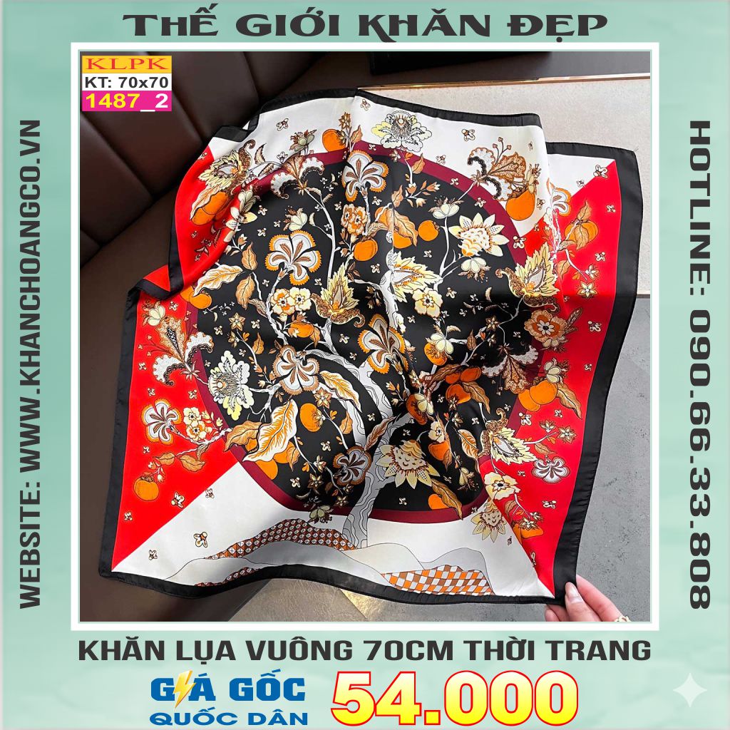 Khăn Phụ Kiện Lụa Vuông 70cm - Thế Giới Khăn Đẹp C1017_2