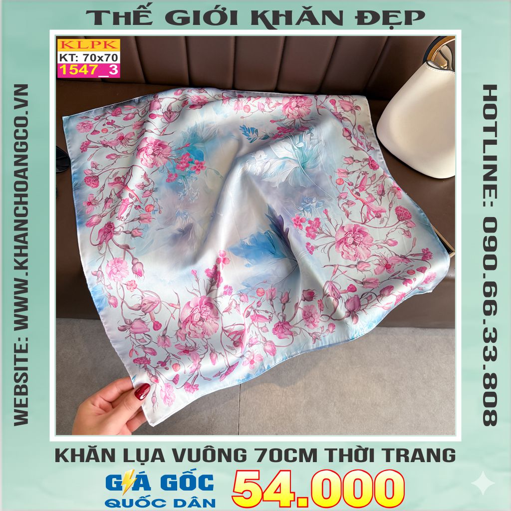 Khăn Phụ Kiện Lụa Vuông 70cm - Thế Giới Khăn Đẹp C1007_3