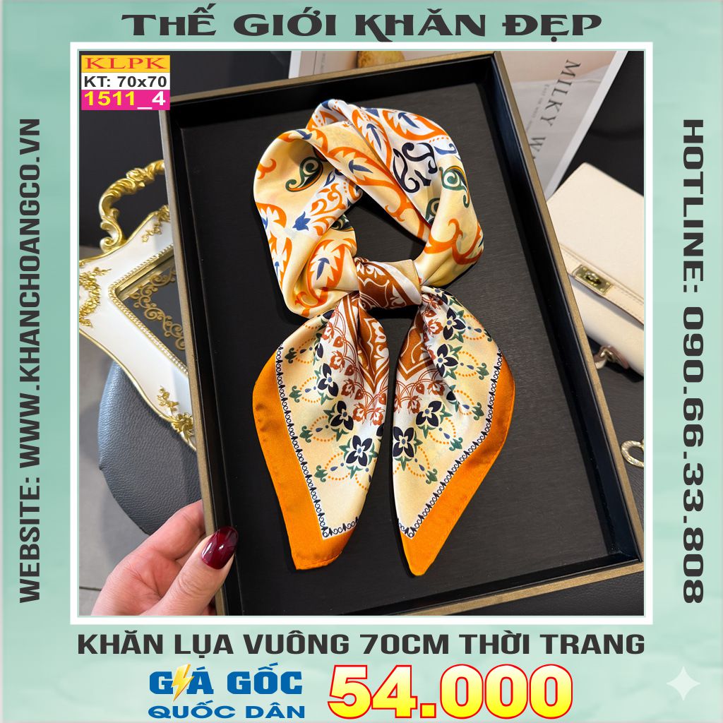 Khăn Phụ Kiện Lụa Vuông 70cm - Thế Giới Khăn Đẹp C1038_4