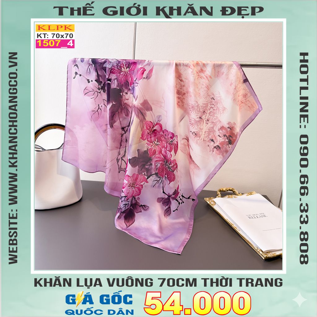 Khăn Phụ Kiện Lụa Vuông 70cm - Thế Giới Khăn Đẹp C1028_4