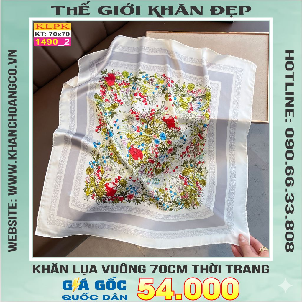 Khăn Phụ Kiện Lụa Vuông 70cm - Thế Giới Khăn Đẹp C1060_2
