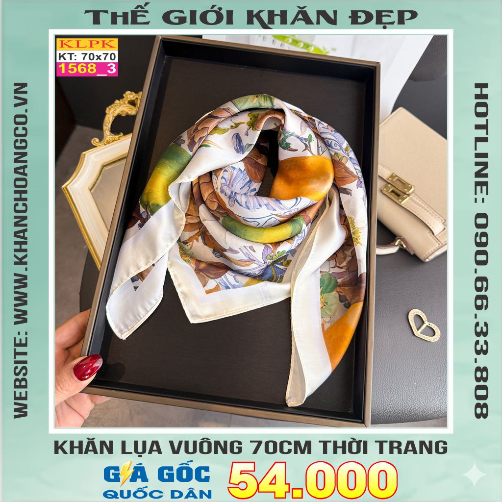 Khăn Phụ Kiện Lụa Vuông 70cm - Thế Giới Khăn Đẹp C1011_3