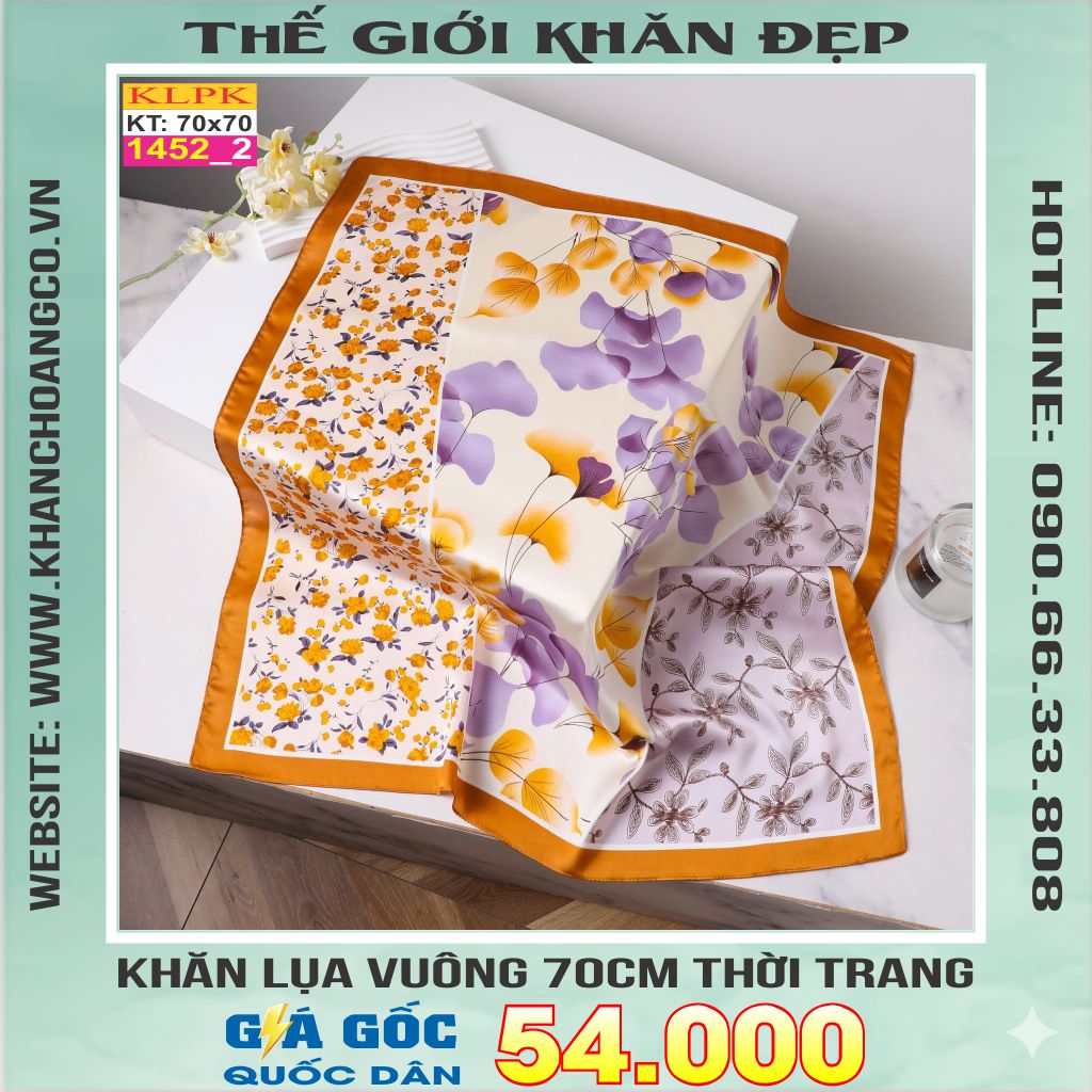 Khăn Phụ Kiện Lụa Vuông 70cm - Thế Giới Khăn Đẹp C1016_2