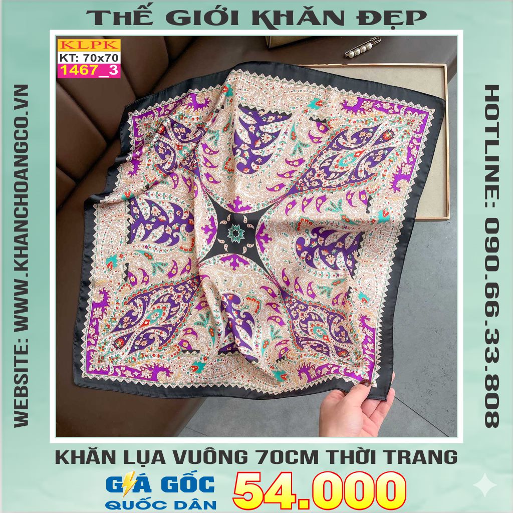 Khăn Phụ Kiện Lụa Vuông 70cm - Thế Giới Khăn Đẹp C1027_4