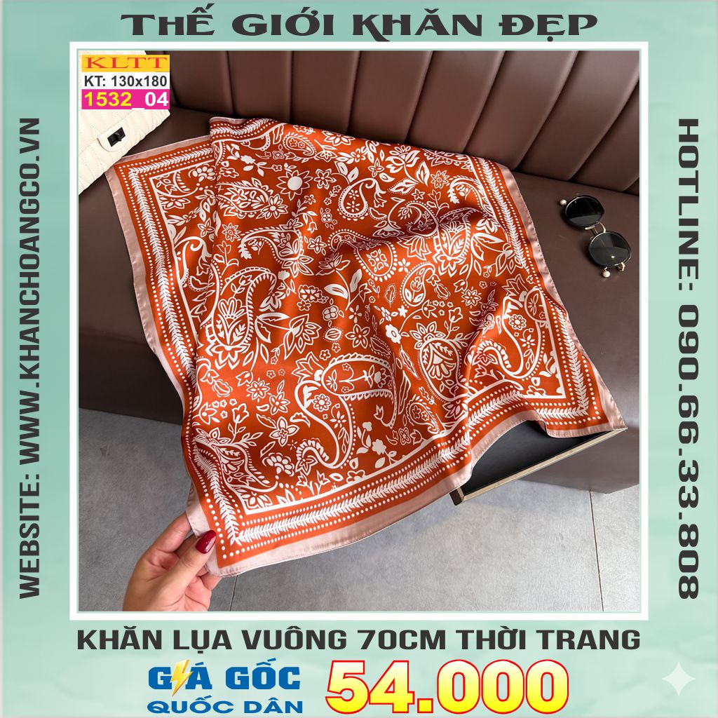 Khăn Phụ Kiện Lụa Vuông 70cm - Thế Giới Khăn Đẹp C1029_4